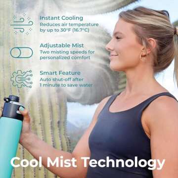 ExtremeMIST - GoMist Misting & Drinking Bottle - Personal Mister - Cooling Water Bottle with Easy-Drink Spout - Stainless-Steel Double Wall Insulation - Portable Mist Bottle - Polar White, 25 oz/750ml