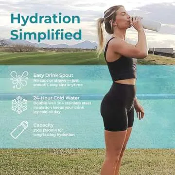 ExtremeMIST - GoMist Misting & Drinking Bottle - Personal Mister - Cooling Water Bottle with Easy-Drink Spout - Stainless-Steel Double Wall Insulation - Portable Mist Bottle - Polar White, 25 oz/750ml