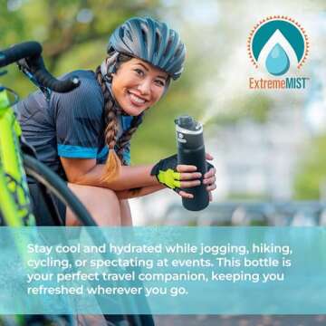 ExtremeMIST - GoMist Misting & Drinking Bottle - Personal Mister - Cooling Water Bottle with Easy-Drink Spout - Stainless-Steel Double Wall Insulation - Portable Mist Bottle - Polar White, 25 oz/750ml