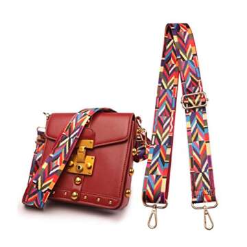 Purse Strap Replacement Guitar Style Multicolor Canvas Crossbody Strap for Handbags (25#)