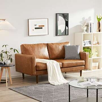 Stylish Kingfun 65" Faux Leather Loveseat for Small Spaces