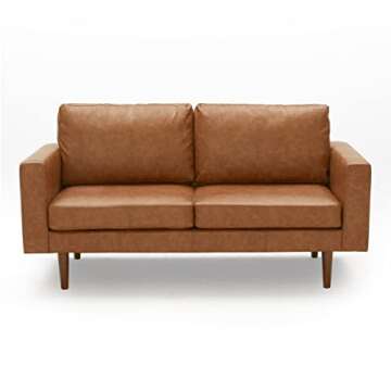 Stylish Kingfun 65" Faux Leather Loveseat for Small Spaces