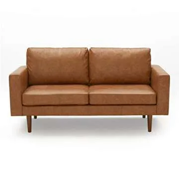 Stylish Kingfun 65" Faux Leather Loveseat for Small Spaces