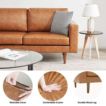 Stylish Kingfun 65" Faux Leather Loveseat for Small Spaces