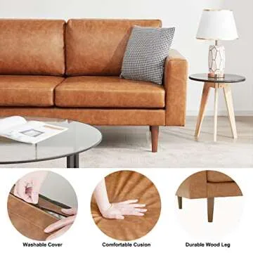 Stylish Kingfun 65" Faux Leather Loveseat for Small Spaces