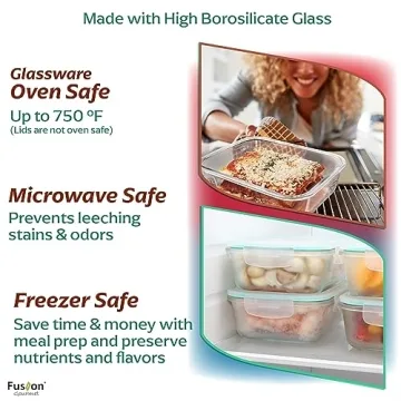 Fusion Gourmet Glass Containers - Airtight & Dishwasher Safe