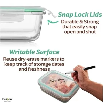 Fusion Gourmet Glass Containers - Airtight & Dishwasher Safe