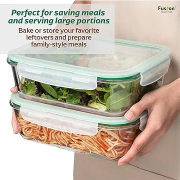 Fusion Gourmet Glass Containers - Airtight & Dishwasher Safe