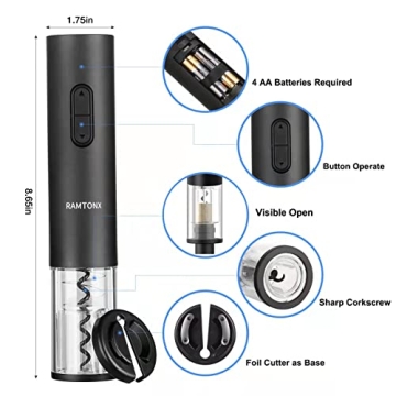 Easy Electric Wine Bottle Opener with Foil Cutter