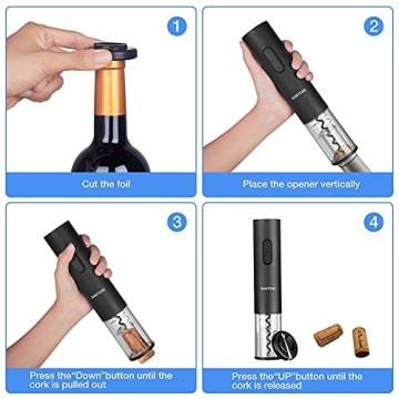 Easy Electric Wine Bottle Opener with Foil Cutter