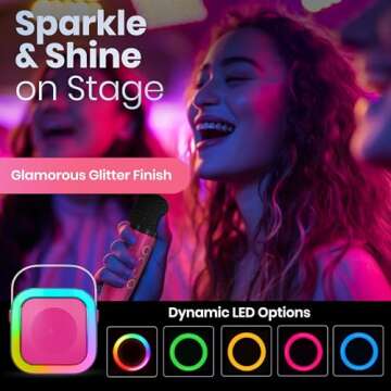 Mini Karaoke Machine with 2 Wireless Mics for Kids