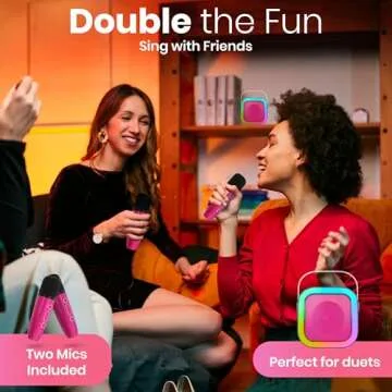 Mini Karaoke Machine with 2 Wireless Mics for Kids