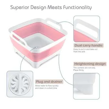 2.4 Gal Collapsible Dish Basin for Camping & Kitchen