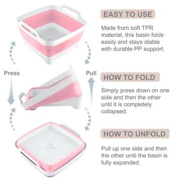 2.4 Gal Collapsible Dish Basin for Camping & Kitchen