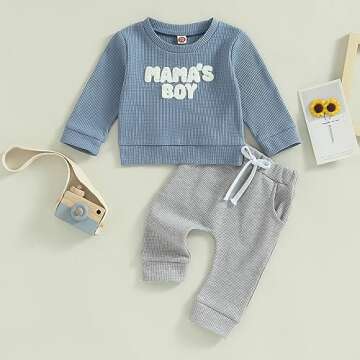Newborn Girl Boy Gender Neutral Baby Clothes Fall Winter Waffle Outfit Set Letter Sweatshirt Tops + ...