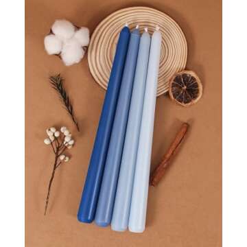 Viyffo Elegant 10 Inch Blue Taper Candles Set of 4