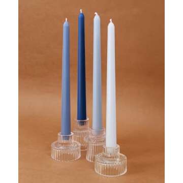 Viyffo Elegant 10 Inch Blue Taper Candles Set of 4