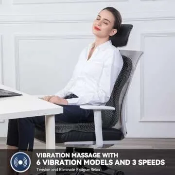 Eyamumo Coccyx Seat Cushion and Vibration Massage Back Cushion-6 Vibrating Modes and 3 Vibration Levels for Seat Back Pain Relief， Seat and Back Massager Pillow Suppor for Stress Relax at Home Office