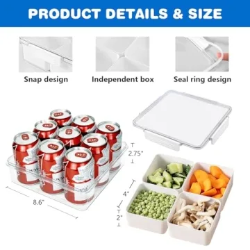 INNOVATIVE LIFE Sealed 4 Compartment Snackle Box Containers