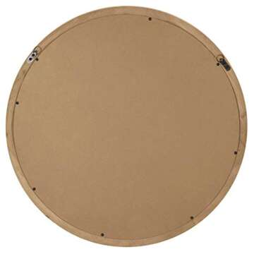 RiteSune 30" Round Wall Mirror with Rustic Wood Frame