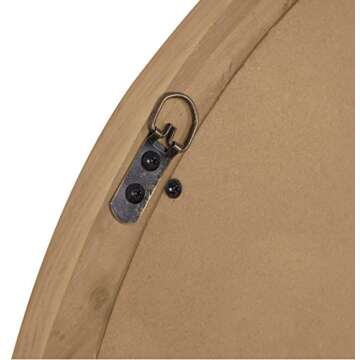 RiteSune 30" Round Wall Mirror with Rustic Wood Frame