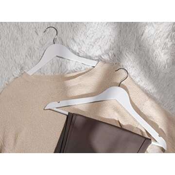 StorageWorks White Wood Hanger, Natural Wood Hangers 30 Pack, White Wooden Hangers for Closet, Woode...