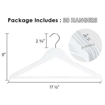 Durable Wooden Coat Hangers Set of 30 - Upgrade Your Closet