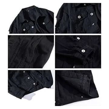 ZLSLZ Womens Cute Solid Distressed Ripped Long Sleeve Denim Jean Jacket Coat Plus Size