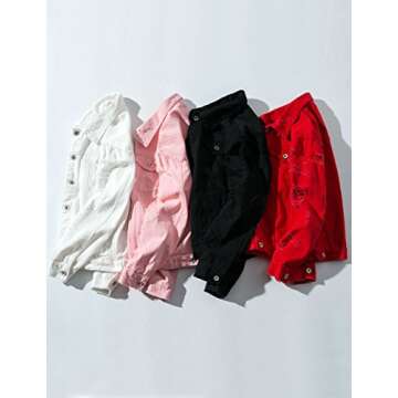 ZLSLZ Womens Cute Solid Distressed Ripped Long Sleeve Denim Jean Jacket Coat Plus Size