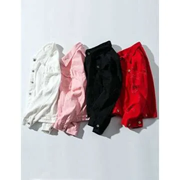 ZLSLZ Womens Cute Solid Distressed Ripped Long Sleeve Denim Jean Jacket Coat Plus Size