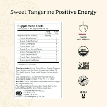 Yogi Sweet Tangerine Positive Energy Tea - Organic Energy Boost
