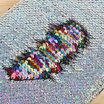 Modcon Magic Sequin Journal Reversible Sequin Office Notebook Mermaid Notepad School Diary for Girls Adults Festival Birthday Valentine's Day Gifts (Rainbow/Silver)
