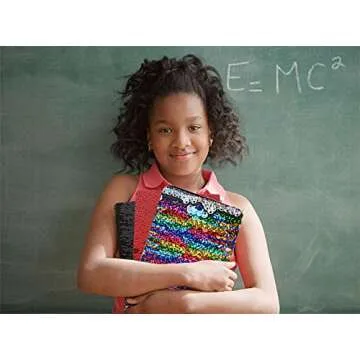 Modcon Magic Sequin Journal Reversible Sequin Office Notebook Mermaid Notepad School Diary for Girls Adults Festival Birthday Valentine's Day Gifts (Rainbow/Silver)