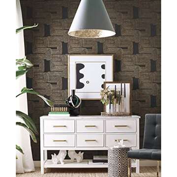 RoomMates RMK12213PL Nikki Chu Black and Metallic Gold Zulu Signature Peel and Stick Wallpaper