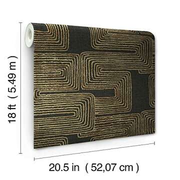 RoomMates RMK12213PL Nikki Chu Black and Metallic Gold Zulu Signature Peel and Stick Wallpaper
