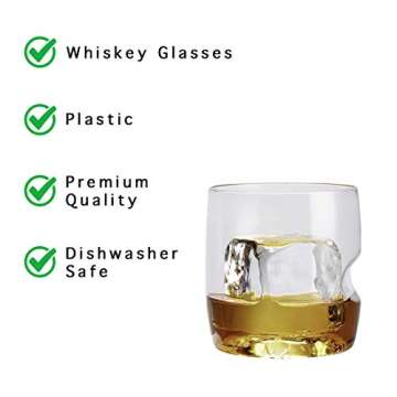 govino Dishwasher Safe Flexible Shatterproof Recyclable Whiskey Glasses 14-oz, Set of 4.