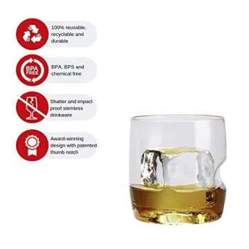govino Dishwasher Safe Flexible Shatterproof Recyclable Whiskey Glasses 14-oz, Set of 4.