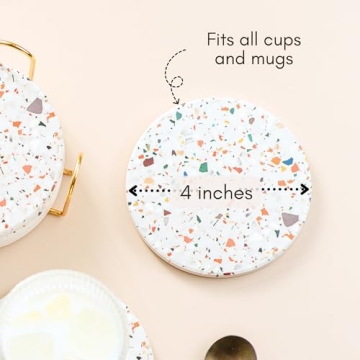 Stylish Terrazzo Marble Coaster Set with Holder