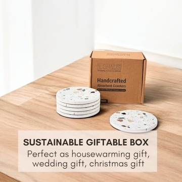 Stylish Terrazzo Marble Coaster Set with Holder