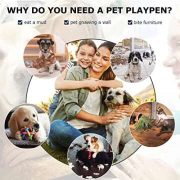 BestPet Dog Playpen Indoor 32 inch 16 Panels Metal Dog Pen Pet Dog Fence Outdoor Exercise Pen with D...