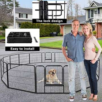 BestPet Dog Playpen Indoor 32 inch 16 Panels Metal Dog Pen Pet Dog Fence Outdoor Exercise Pen with Doors,Pet Puppy Playpen for RV Camping Yard, Black