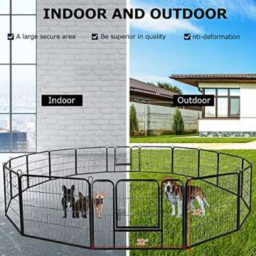 BestPet Dog Playpen Indoor 32 inch 16 Panels Metal Dog Pen Pet Dog Fence Outdoor Exercise Pen with Doors,Pet Puppy Playpen for RV Camping Yard, Black