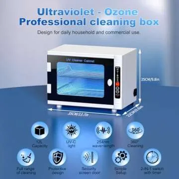 UV Light Nail Tool Cleaning Machine 12L High Capacity UV Cleaning Cabinet Salon Tools Cleaning Box w...