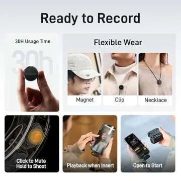 MAONO Wireless Lavalier Microphone for iPhone/Android/Camera/PC, Mini Lapel Mic with 48khz 24bit, Voice Filter, Noise Cancellation, 30h Battery, USB-C/Lightning Plug for Video Recording - Wave T5