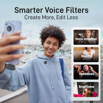 MAONO Wireless Lavalier Microphone for iPhone/Android/Camera/PC, Mini Lapel Mic with 48khz 24bit, Voice Filter, Noise Cancellation, 30h Battery, USB-C/Lightning Plug for Video Recording - Wave T5