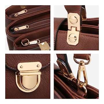 Dasein Women Satchel Handbags Top Handle Purse Medium Tote Bag Vegan Leather Shoulder Bag Coffee