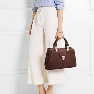 Dasein Women Satchel Handbags Top Handle Purse Medium Tote Bag Vegan Leather Shoulder Bag Coffee
