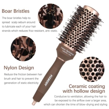 FIXBODY Round Hair Brush for Effortless Blow Drying and Styling