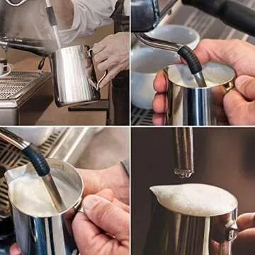 20oz Milk Frothing Pitcher, Stainless Steel Espresso Latte Cup Steaming Pitcher Creamer Cup, Milk Frother Cup Espresso Machine Accessories Barista Tools Jug for Coffee Cappuccino with Latte Art Pen