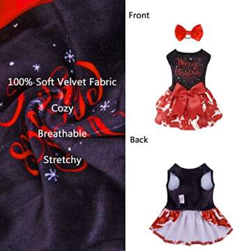 CuteBone Christmas Dog Dress Velvet for Small Dogs